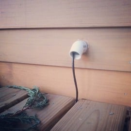 cat-5 ethernet cable coming into a PCV conduit on the tiny house