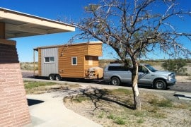 Tiny house at a rest stop
